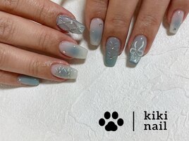 ブルーネイル/リボンネイル