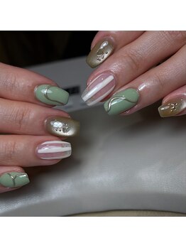 レブラン(r'e blanc)/春ネイル/ストライプ