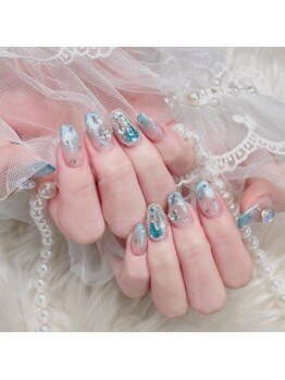 ポミーネイル 池袋店(pomynail)/水色ネイル