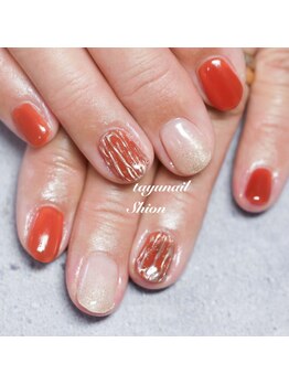 たゆ ネイル(たゆnail)/秋のオレンジミラーネイル