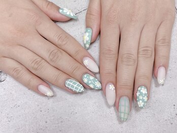 ネイル ビューティーマジック 葛西本店/グリーンフラワーネイル