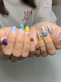 カラフル×ヒョウ柄ネイル