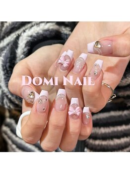 Domi Nail Salon 渋谷店　長さだし/持ち込み/フィルイン/ワンホン/キラキラフレンチ＊