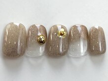 ネイルメゾン 天神店(NAIL MAISON)/ブラウン塗りかけお花¥5000