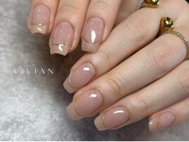 マグネット　フレンチ　春ネイル