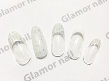 グラマーネイル(Glamor nail)/定額☆雪の結晶×フレンチ¥6800