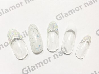 グラマーネイル(Glamor nail)/定額☆雪の結晶×フレンチ¥6800