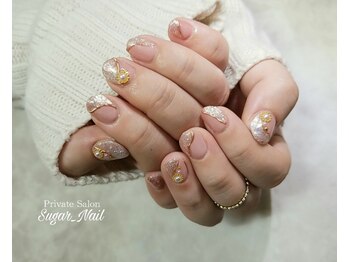 シュガーネイル(sugar nail)/ピンクきらきらネイル