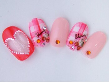 ネイルサロン ドレリッチ 大宮店(drerich)/【6990】ハートギンガムチェック