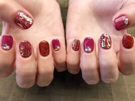 ピンク×赤ラメ