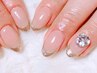 【ベースカラー＋フレンチ】縦長に見える★キレイめフレンチネイルに！