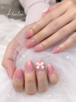 エイチサロン(H salon)/ちゅるんピンクリボンネイル