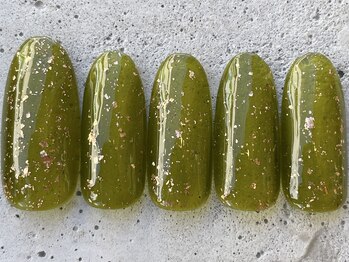 フリークネイル(FREAK Nail)/抹茶金箔シンプルラメ ¥7000
