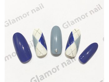 グラマーネイル(Glamor nail)/定額☆アーガイル×全塗り¥6800