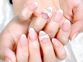 フレンチネイル×リボンのパーツ