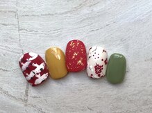 ゆびノさき イバラキシ(ibarakishi)/あけおめ鶴ネイル