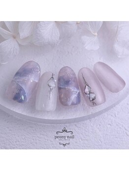 ピオニーネイル(peony nail)/涼やかな大理石