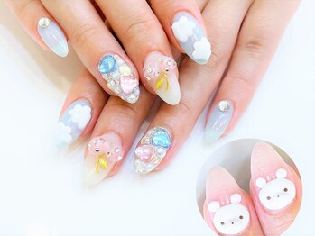 ネイルコレクション ピンク(Nail Collection Pink)/ジェル放題★３Ｄくま＆雲ネイル