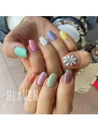 カラフルflowerネイル