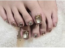 ネイルサロンブラン(nail salon BLANC)/カーキリボンフットネイル