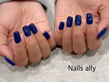ネイルズアリー 立川店(Nails ally)/ネイビー×スクエア×ワンカラー