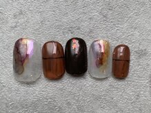 カラネイル 南森町店(calla nail)/ピンクミラー×インクアート