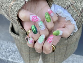 ニコルネイル(nicole nail)/ぷっくりフラワー 個性派ネイル