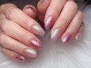 春色グリッターネイル