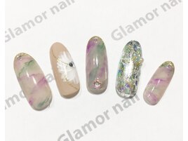 花柄×アルミネイルCクラス¥7800