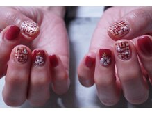 プチリリィ(Petit Lily)/赤ツイードのクリスマスネイル