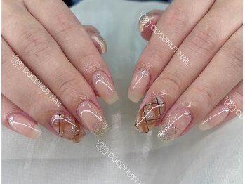 ココナッツネイル/チェックネイル