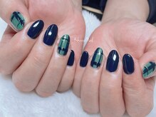 心花ネイル/チェックネイル