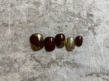 ジュイール ネイル 千葉店(Jouir nail)/ゴールド×ボルドー