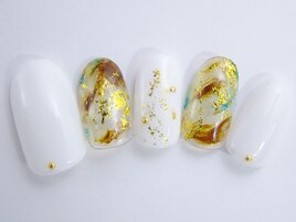 【6990】クリアマーブル冬ネイル