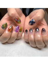 Mネイルアンドカフェ シェレステ/蝶々ネイル！