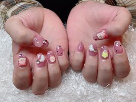 ピンクフラッシュネイル