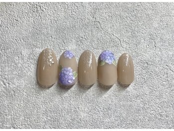 サビーハネイル(Sabiiha nail)/紫陽花×水滴ネイル