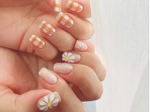 ネイルマジック 仙台一番町店(NAIL MAJIC)/ギンガムチェック×マーガレット