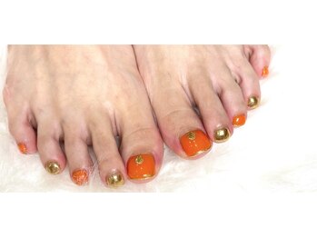 アトリエ ハルミナ(atelier harumina)/サマーデザイン/フット/オレンジ