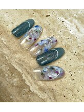 ココア(cocoA)/手描きフラワーネイル