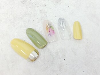 グラマーネイル(Glamor nail)/ミラー×ポイントデザイン