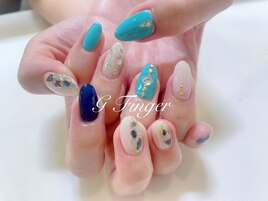 オリエンタルなブルーネイル♪