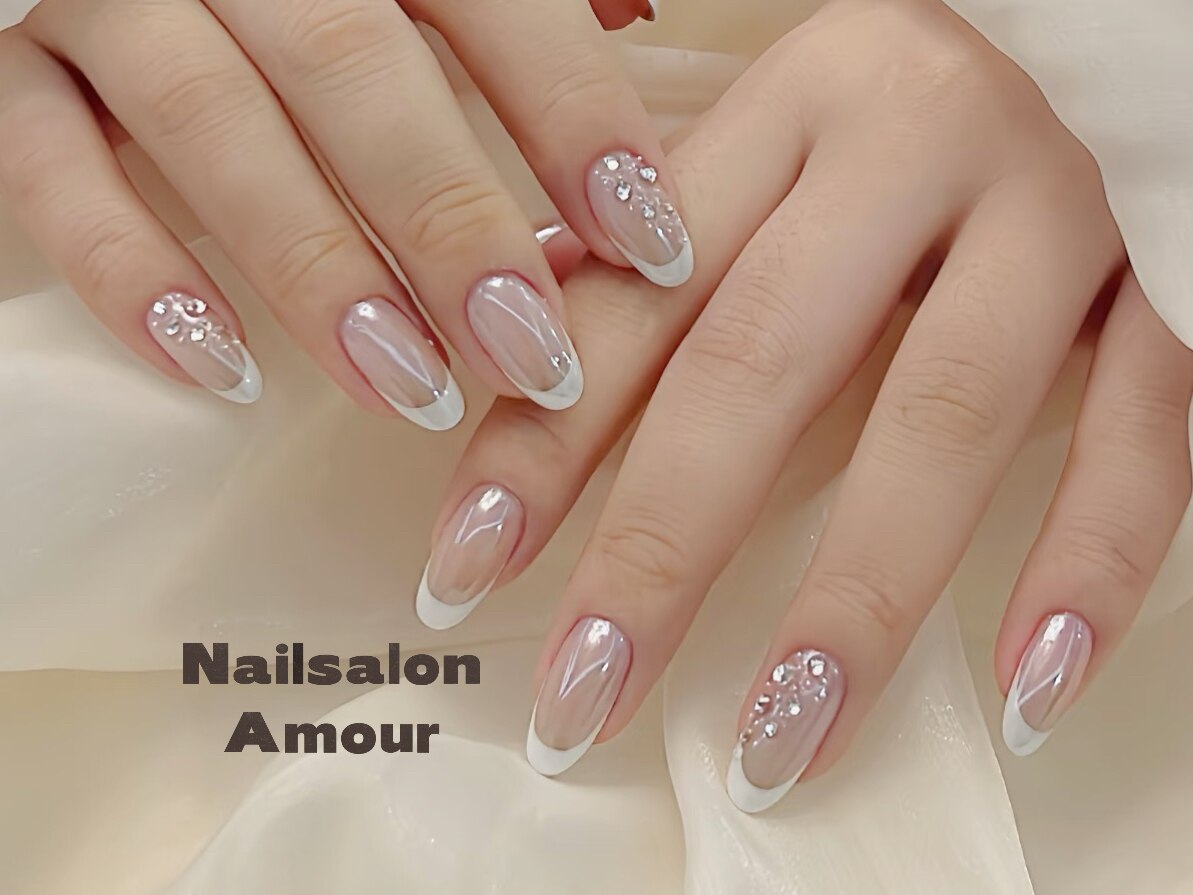 35))ホワイトネイル ネイルチップ フレンチガーリー ホログラム 囲みネイル 35))ホワイトネイル ネイルチップ フレンチガーリー ホログラム 囲みネイル