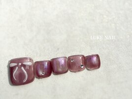 【フットネイル】リボンオーロラ
