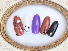 ネイルサロン あかねいろ/ハロウィン　秋冬フット　手描き