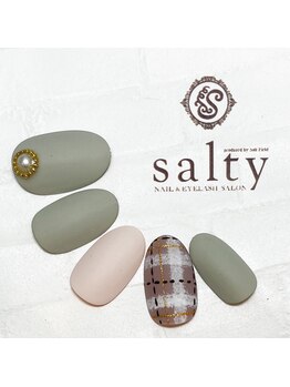 ネイルアンドアイラッシュサロン ソルティ 寺田町(salty)/チェックネイル