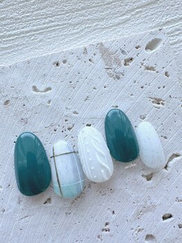 アンドット(anDot.)/ニット×チェックネイル