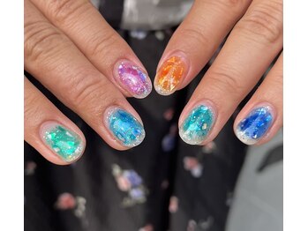 ハズグラスネイル(Haze Grass nail)/レインボーカラー