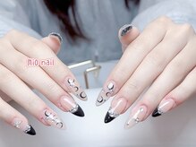 ミオネイル(MiO nail)/月モチーフ×ブラックフレンチ