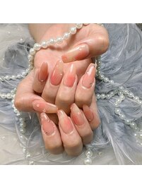 定額人気の桃ネイル